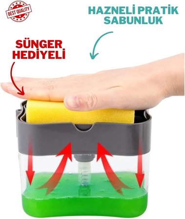 Süngerli Sıvı Bulaşık Deterjanı Dispanseri, Süngerli Basmatik Sıvı Deterjanlık