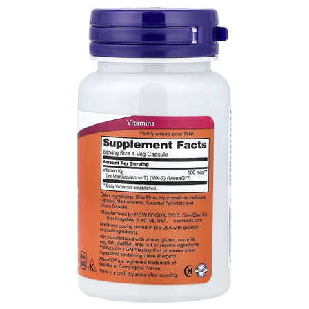 MK-7 Vitamin K2 100 mcg 60 Veg. Capsules ( MenaQ7)