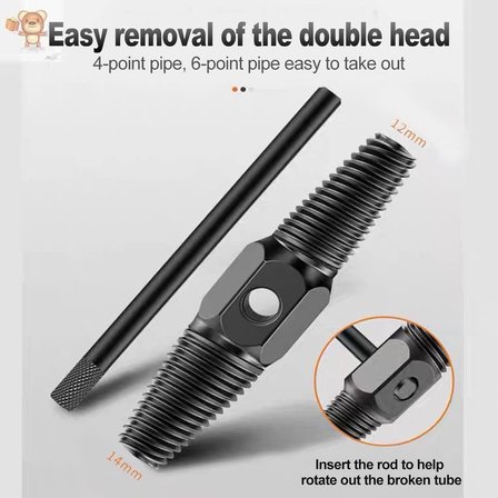 Ters Dişli Kılavuz Boru Sökme Aparatı – 1/2" ve 3/4" Hasarlı, Paslı Boru &amp; Kırık Vida Çıkarıcı Spiral Seti, Metal Geri Sarma Anahtarı, İç Diş Temizleme ve Kılavuz Düzeltme Aleti