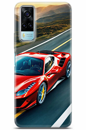 Vivo Y53S uyumlu Otomoto 25 Telefon Kabı Kırmızı Ferrari
