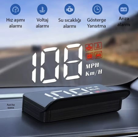 Volkswagen Tiguan 2007-2026 modeller için OBD2 head up display hayalet gösterge ekranı ön cam hız göstergesi