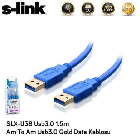 S-Link SLX-U38 Şarj Data Kablosu USB 3.0 1.5 Metre Gold