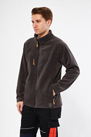 Mervem Gri Tam Fermuarlı 3 Cepli Polar