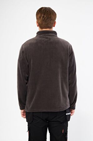 Mervem Gri Tam Fermuarlı 3 Cepli Polar