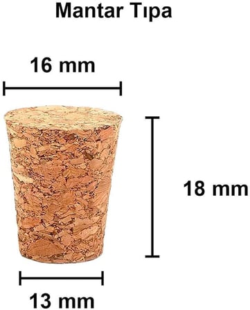 Afracam Şeffaf 25 ml / 25 cc Mantar Tıpalı Boş Cam Şişe 115 Adet