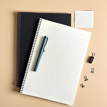 Kareli Spiralli Not Defter, A4 Boyut (21x29,7 cm), 60 Yaprak, 90gr. Ivory Kağıt, Ofis İçin İdeal (Siyah Kapak)