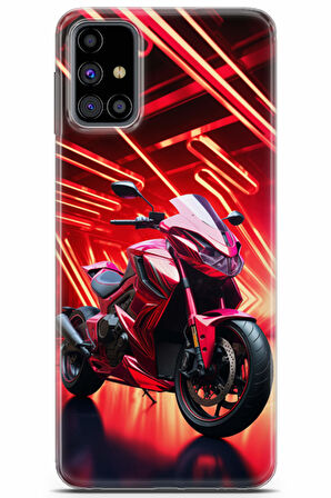 Samsung Galaxy M31S uyumlu Otomoto 26 HD Tasarım Kırmızı Alev Motor