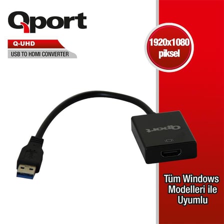 Qport Q-UHD USB 3.0 to HDMI Dönüştürücü 1920x1080 Piksel