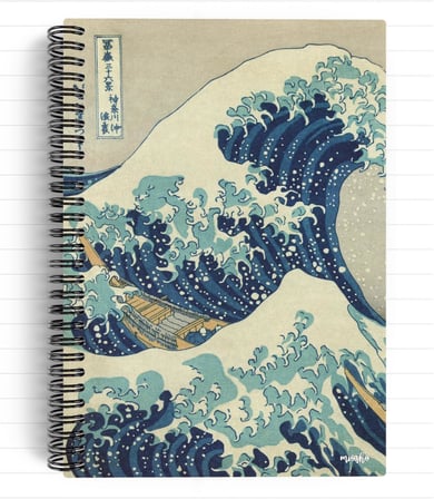 Katsushika Hokusai/The Great Wave off Kanagawa,1829 | Spiralli Defter 25 | A5 | Çizgili | 100 Sayfa | Okul (Düz)