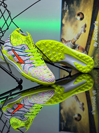 Erkek Çocuk Genç Halısaha Çim Saha Çoraplı Bağcıklı Desenli Spor Futbol Ayakkabı 2060HS