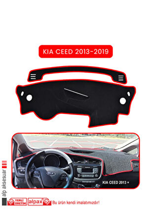 Kia Ceed 2013-2019 Torpido Koruma  Halısı -  Kırmızı Kenar