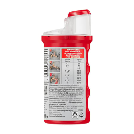 LOCTITE 55, hızlı sızdırmazlık için dişli conta, boru dişleri ve bağlantı parçaları için dişli contası, metal ve plastik dişler için, 1 x 160 m