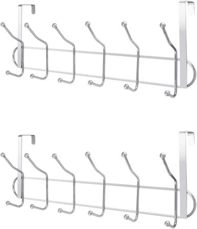 12'L Metal Kapı Arkası Askı, Amerikan Kapı Arkası Askılık, Banyo, Mutfak, Yatak Odası İçin Krom Askı (2 Adet)