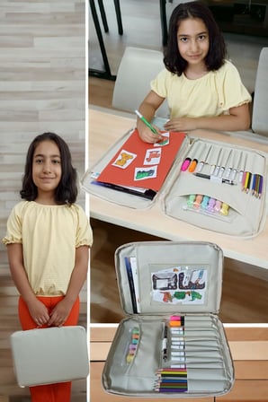 Resim Çantası Kalemlikli Defter Boya Malzemeleri Aktivite Çantası Unisex Kırtasiye Çantası