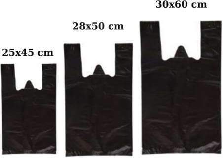 Siyah Kalın Poşet 3'lü Set (KÜÇÜK, ORTA, BÜYÜK)3 Kg Market Manav Poşeti Hışır Atlet Poşet Çöp Poşeti