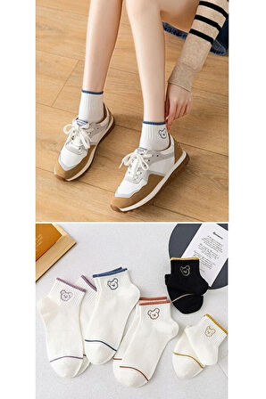 5'li Unisex Desenli Renkli Kısa Bilek Boyu Çorap Seti 5 Çift