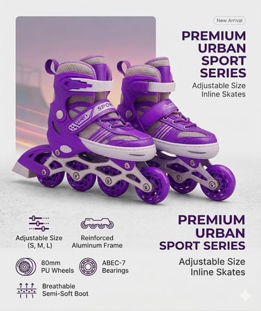 Ayarlanabilir Işıklı Inline Paten Seti – Silikon LED Tekerlekli &amp; Alüminyum Gövdeli 39-42 Numara Ayakları İçin Uygundur