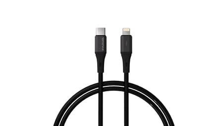 Wahoo Type C-Lightning 27Watt PD Hızlı Şarj Kablosu, Siyah/Antrasit Metal (100 CM)