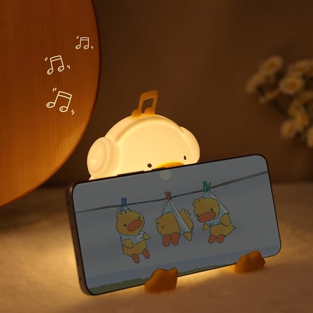 Ördek gece lambası, kulaklıklı sevimli ördek lambası, yatak odası için mükemmel silikon gece lambası, kısılabilir zamanlayıcılı müzik dekoru, şarj edilebilir, bebekler, kız çocukları için doğum günü,