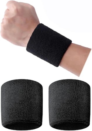 CKSpor 2 Adet Sporcu Havlu El Bilekliği, Siyah, Unisex