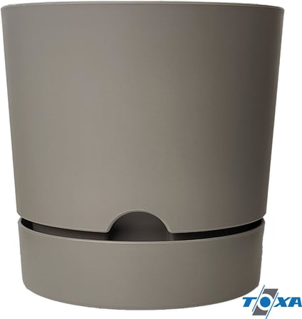 Begonya Saksı Tabaklı Drenajlı Mat Plastik Çiçek Saksısı (4 Adet, 9 Litre, 25cm, Bej)