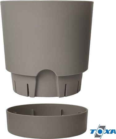 Begonya Saksı Tabaklı Drenajlı Mat Plastik Çiçek Saksısı (4 Adet, 9 Litre, 25cm, Bej)