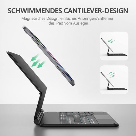 iPad Air 11 inç M2 Çip Uyumlu Magic Keyboard, Dokunmatik Yüzey, Mıknatıslı Aydınlatmalı Klavyeli Kılıf