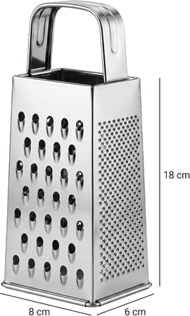 Paslanmaz Çelik 4'ü 1 Arada Rende, Kompakt Tasarım, 18x8x6 cm, Peynir Sebze ve Meyve Rendesi