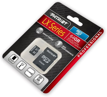 Patriot LX Series High Speed Micro SDXC Class 10 UHS-I en fazla 70 MB/s aktarma hızları - parent ASIN 64 GB Siyah PSF64GMCSDXC10