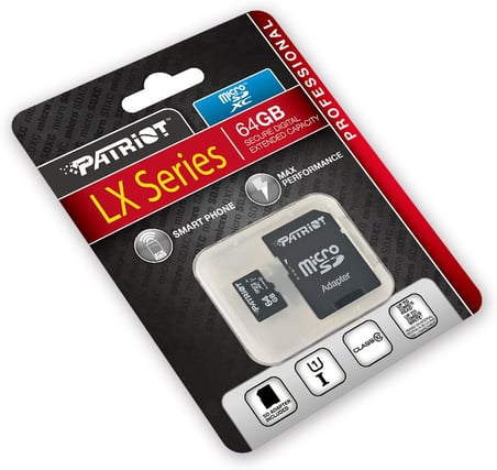 Patriot LX Series High Speed Micro SDXC Class 10 UHS-I en fazla 70 MB/s aktarma hızları - parent ASIN 64 GB Siyah PSF64GMCSDXC10