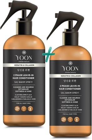 2'si 1 Arada Kolajen &amp; Keratin İçeren Saç Spreyi, Elektriklenme Önleyici ve Kolay Tarama Spreyi, Paraben ve Sülfat İçermeyen Vegan Saç Bakım Spreyi 250ml