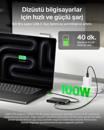 USB-C Hub, 5 Portlu, 60 Hz’de 4K HDMI Ekran Desteği, 100W Güç İletimi, 5Gbps Veri Aktarımı, MacBook, iPad Pro, Chromebook ve Dahası İçin USB-C Çoklu Port Adaptörü, Geliştirilmiş HDMI 2.0, Gri