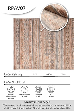 ANATOLIA HALI VENA -Renkli -Oturma Odası, Salon- Robot Süpürgeye Uyumlu -Kolay Temizlenebilir