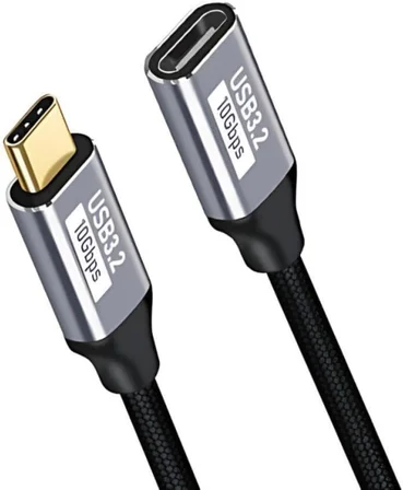 Örgü Kablo 1Mt Type-c Uzatma Kablosu 10Gbps Veri Ve Görüntü Aktarım 5A PD Hızlı Şarj Kablo