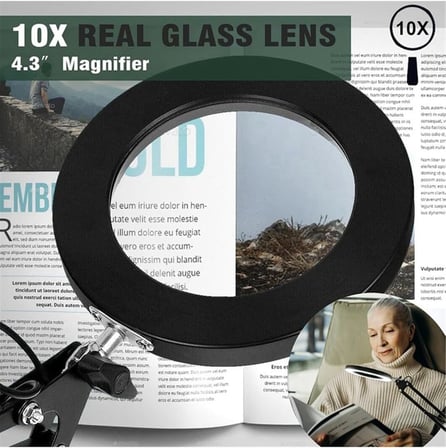 Coverzone Büyüteçli Masa Lambası USB Güç Bağlantılı 10X Büyütmeli LED Işıklı Masaüstü Lamba 360 Derece Dönebilen Başlıklı Ayarlanabilir Parlaklık Seviyeli Esnek Kollu Çalışma Lambası | FLB06