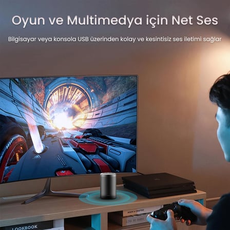 USB-A to 3.5mm Jack Aux Mikrofon Destekli DAC Chip HiFi Ses Kartı