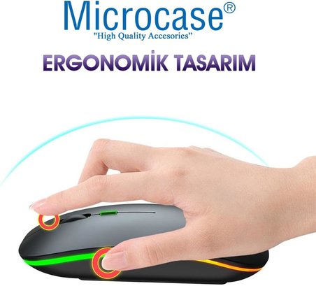 1600 DPI Şarj Edilebilir 2.4 GHz RGB Işık Çift Modlu Bluetooth Mouse - AL2767 Beyaz