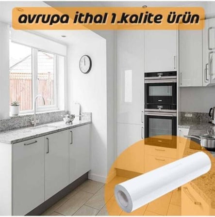Dolap Kaplama Folyosu Parlak Beyaz Lake Görünüm Kendinden Yapışkanlı 50cm x 5mt G