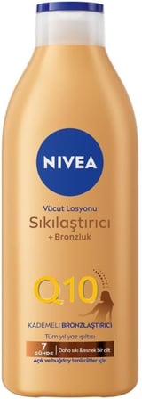Q10 Sıkılaştırıcı Ve Kademeli Bronzlaştırıcı Vücut Losyonu 400ml, 7 Günde Sıkılaş, Açık Buğday Ten