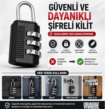 40MM 3 Haneli Şifreli Asma Kilit Çelik Gövde Anahtarsız Güvenlik Bavul Dolap Çanta Spor Salonu Okul Kapısı İçin Dayanıklı Paslanmaz Kombinasyon Kilidi Seyahat Valiz ve Çekmece Koruma Sistemi