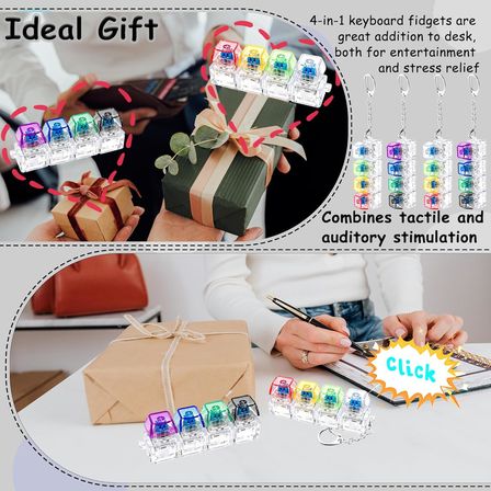 2 ADET Klavye Fidget Oyuncak, Klavye Fidget Anahtarlık 4'ü 1 Arada Klavye Dekompresyon Düğmesi Parmak Tıkırtı Oyuncaklar, Anahtarlık Düğmesi Stres Giderici Fidget Hediyeler Stres Rahatlama Stres