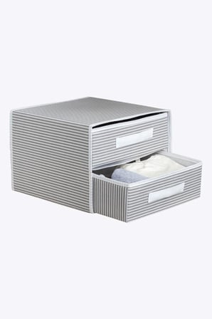 Dolap İçi Kumaş Kaplamalı Mini Çekmece Organizer, Çekmeceli Dolap İçi Düzenleyici, İç Çamaşırı Çorap Tekstil Organizer Kutusu (2 Çekmeceli)