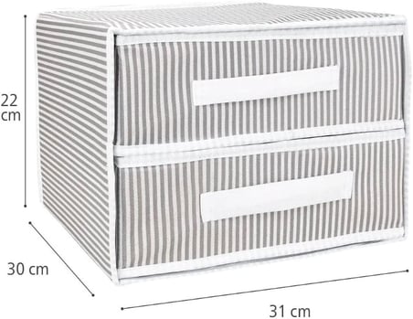 Dolap İçi Kumaş Kaplamalı Mini Çekmece Organizer, Çekmeceli Dolap İçi Düzenleyici, İç Çamaşırı Çorap Tekstil Organizer Kutusu (2 Çekmeceli)