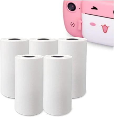 Vothoon Çocuk Kamera Baskı Kağıdı, 5'li Rulo 57X25MM Çekirdekli Fotoğraf Baskı Termal Kağıt Rulo