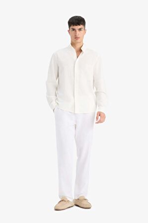 DeFacto Relax Fit Rahat Kesim Dar Paça Keten Karışımlı Yazlık Pantolon C1140AX25SMWT33