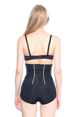 SİYAH MI Emay 2886 Yüksek Bel Tül Slip Lazer Korse