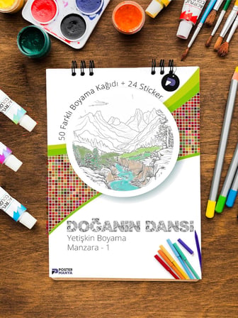 Doğanın Dansı Yetişkin Boyama Kitabı, Manzara Mandala Boyama Kitabı, Doğa Temalı Boyama Defter, Yetişkinler İçin Boyama Seti