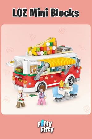 Loz Mini Block Serisi Food Truck/pizza Kamyonu -LZ1739 (490 Parça) Oyuncak Yapım Seti