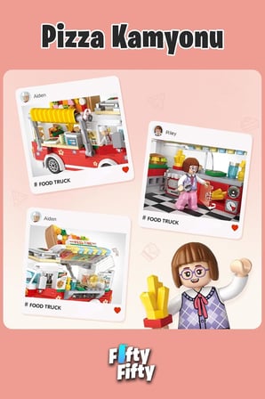 Loz Mini Block Serisi Food Truck/pizza Kamyonu -LZ1739 (490 Parça) Oyuncak Yapım Seti