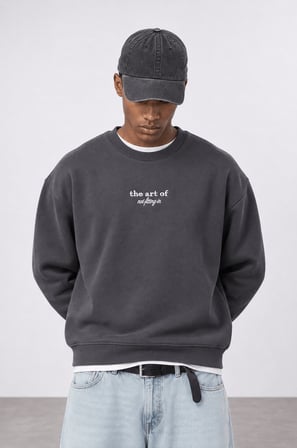 Erkek The Art Of Patch Detaylı Oversize Sweatshirt Füme